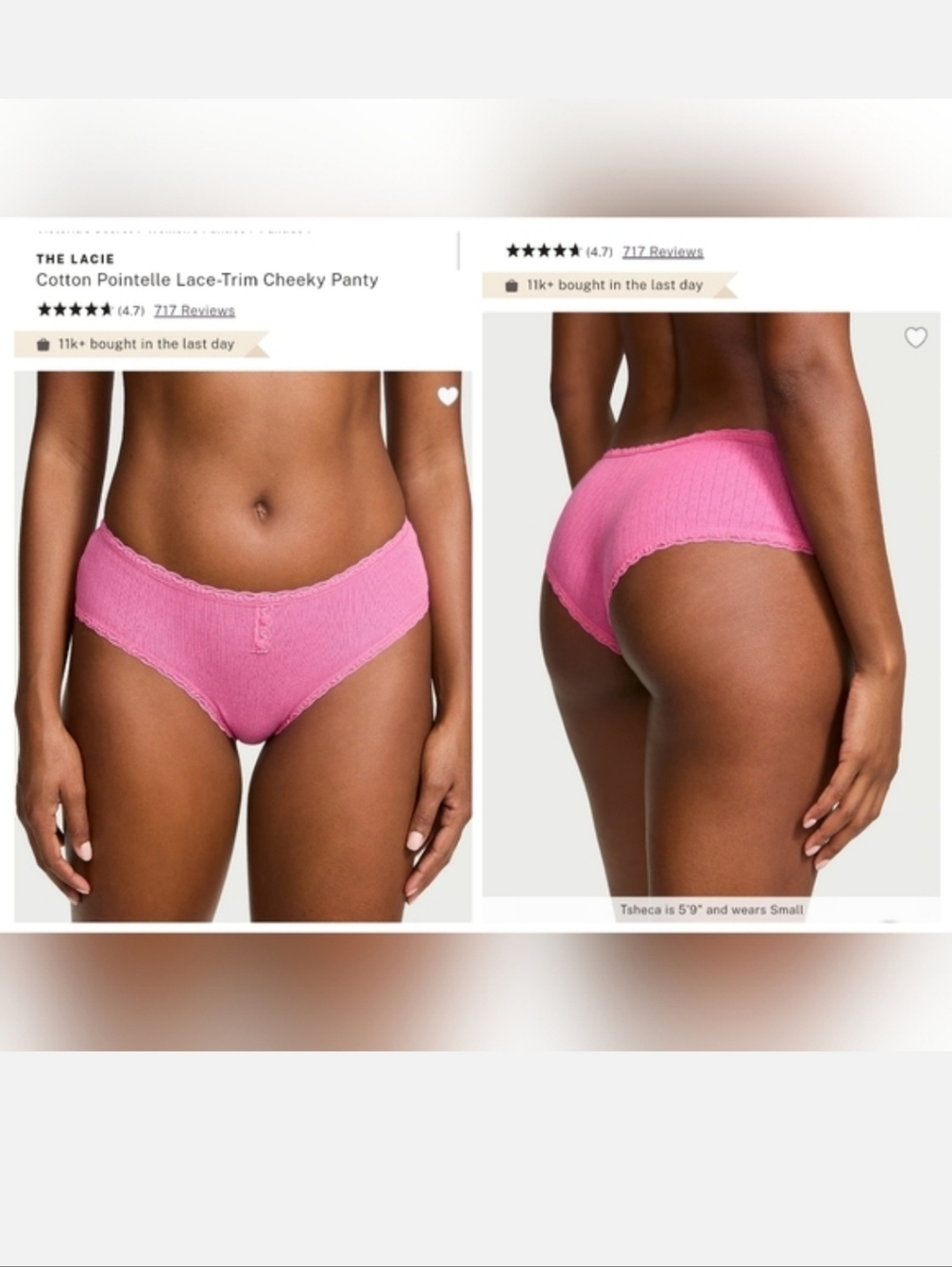 Victoria's Secret The Lacie Cotton Pointelle Lace-Trim Cheeky Panty XLARGE